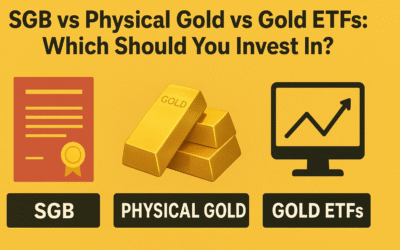 Comparison of Sovereign Gold Bonds, Physical Gold, and Gold ETFs with visuals representing each investment option.